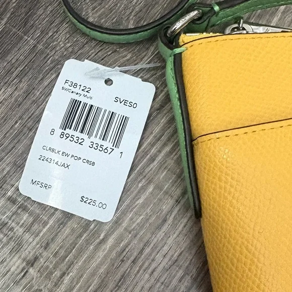 Coach crossbody handbag in yellow with green strap, NWT - pet & smoke free home - Picture 7 of 12